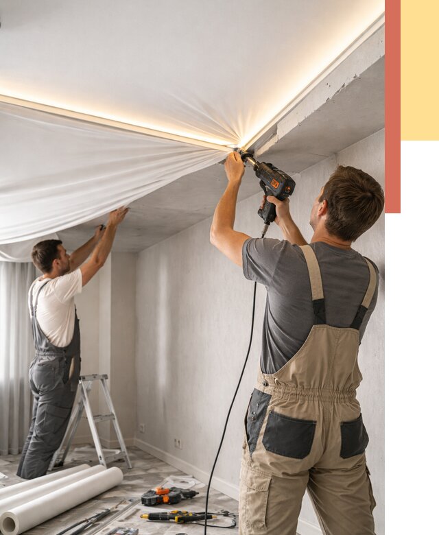 Монтаж натяжного потолка с подсветкой в Переславле-Залесском от 986 руб. | ОТДЕЛОЧНИК-Прс