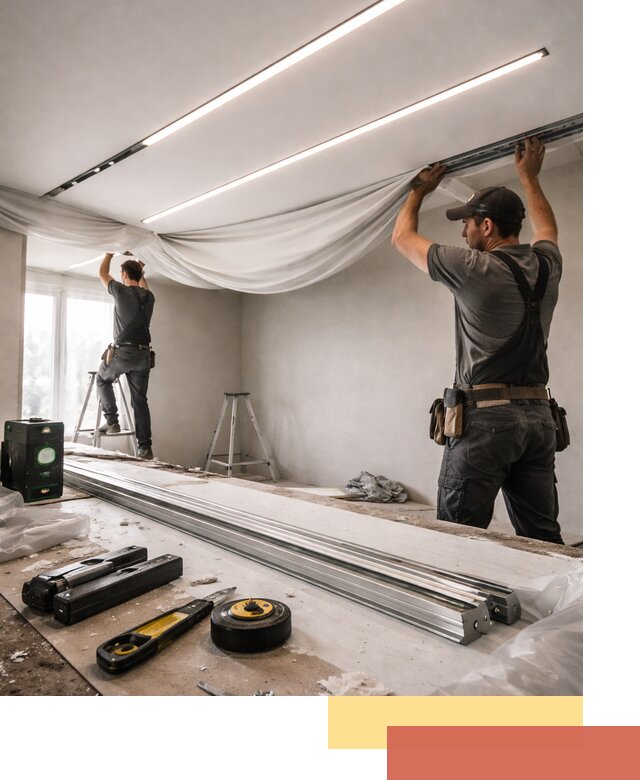 Монтаж натяжных потолков со световыми линиями в Переславле-Залесском