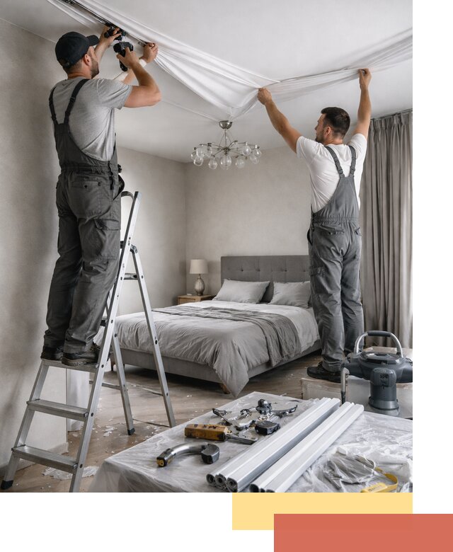 Монтаж натяжного потолка в спальне в Переславле-Залесском