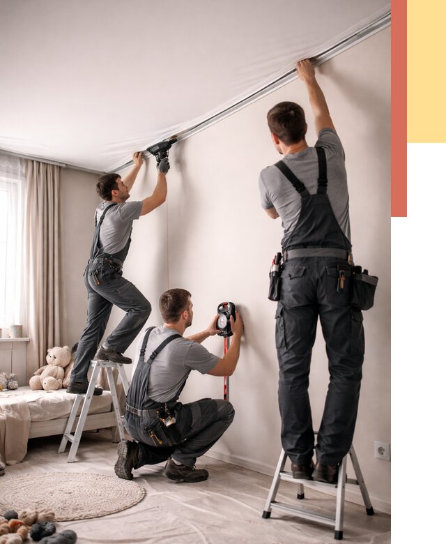 Монтаж натяжного потолка в детской в Переславле-Залесском от 3633 руб. — быстро и недорого | ОТДЕЛОЧНИК-Прс