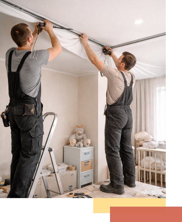 Монтаж натяжного потолка в детской комнате в Переславле-Залесском