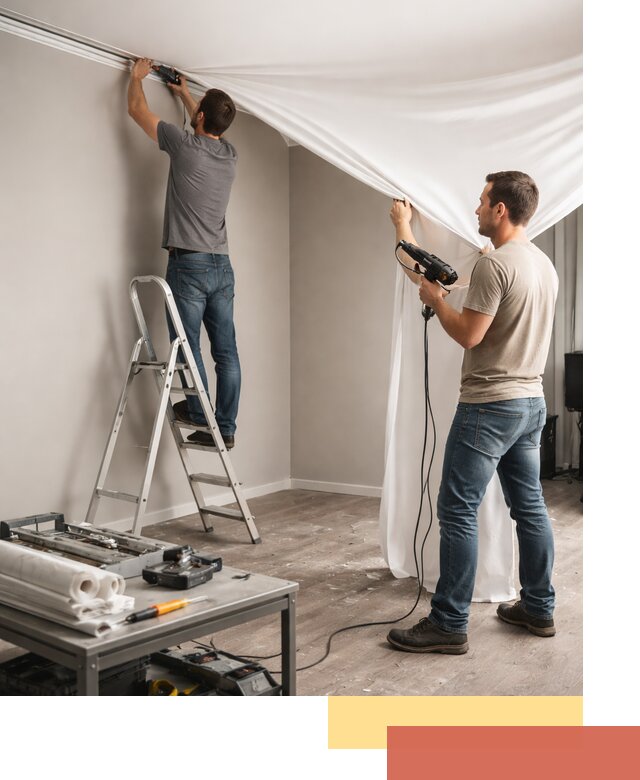 Монтаж натяжного потолка в студии в Переславле-Залесском