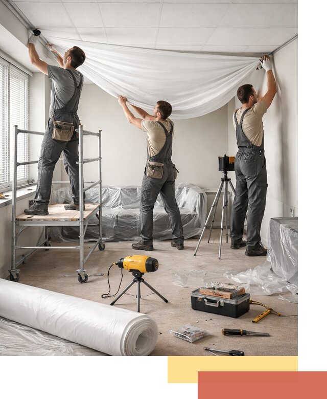 Монтаж натяжного потолка в офисе в Переславле-Залесском