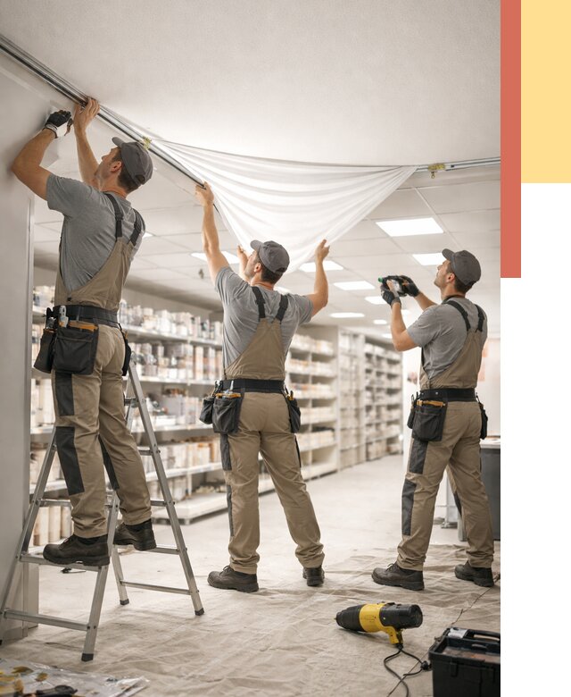 Монтаж натяжного потолка в магазине в Переславле-Залесском от 4671 руб. быстро и недорого | ОТДЕЛОЧНИК-Прс