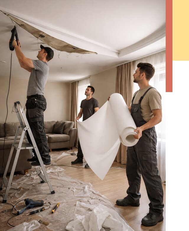 Замена полотна натяжного потолка в Переславле-Залесском от 9860 руб. быстро и недорого | ОТДЕЛОЧНИК-Прс