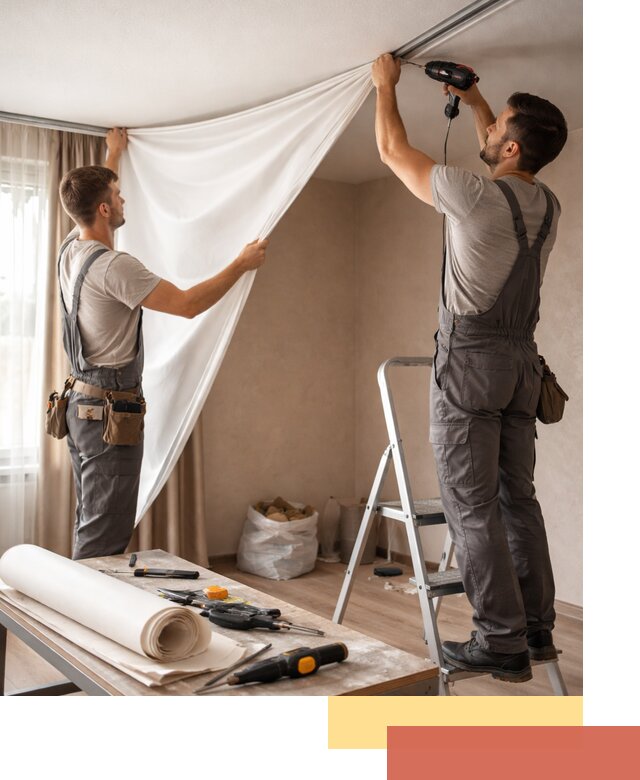 Замена полотна натяжного потолка в Переславле-Залесском быстро и качественно