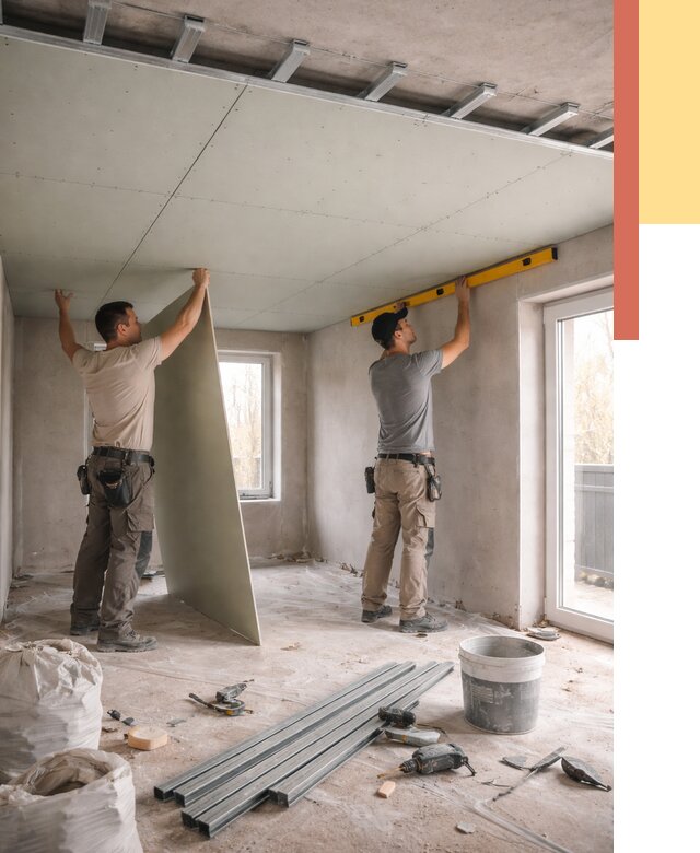 Одноуровневый потолок из гипсокартона в Переславле-Залесском от 778 руб. — монтаж под ключ | ОТДЕЛОЧНИК-Прс