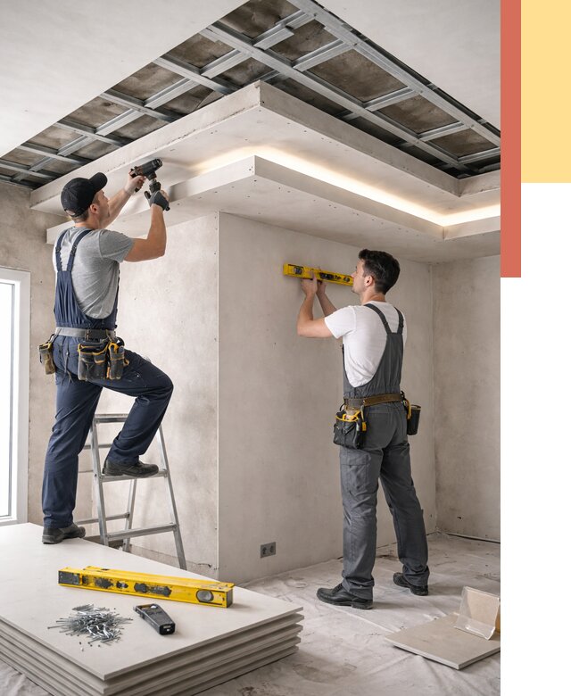 Двухуровневый потолок из гипсокартона в Переславле-Залесском от 1505 руб. под ключ | ОТДЕЛОЧНИК-Прс