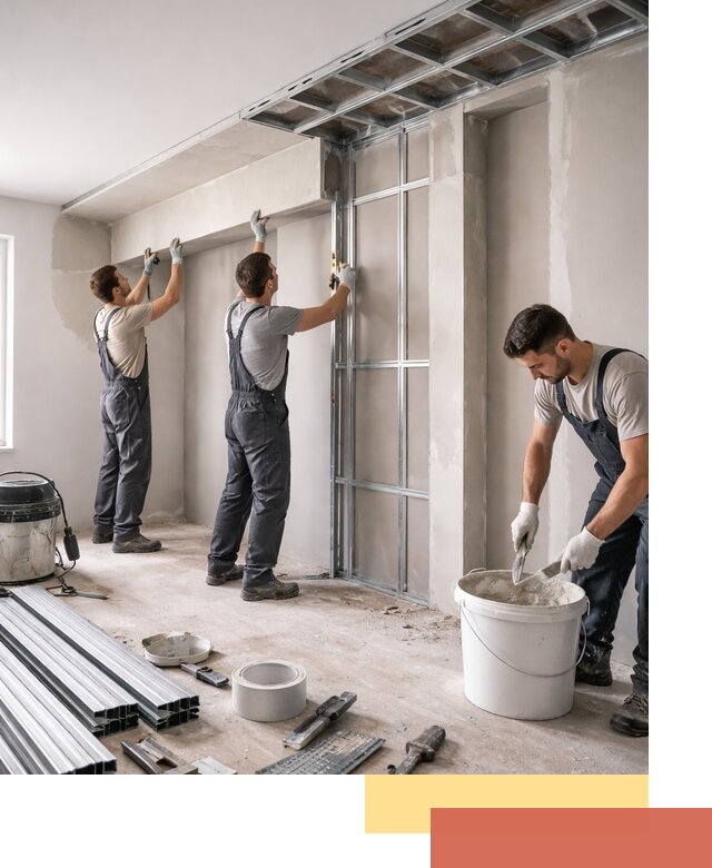 Монтаж потолка из гипсокартона с нишей в Переславле-Залесском