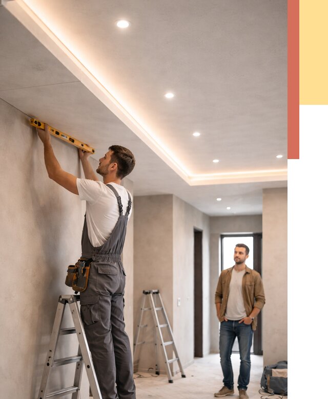 Потолок из гипсокартона с подсветкой в Переславле-Залесском от 778 руб./м2 под ключ | ОТДЕЛОЧНИК-Прс