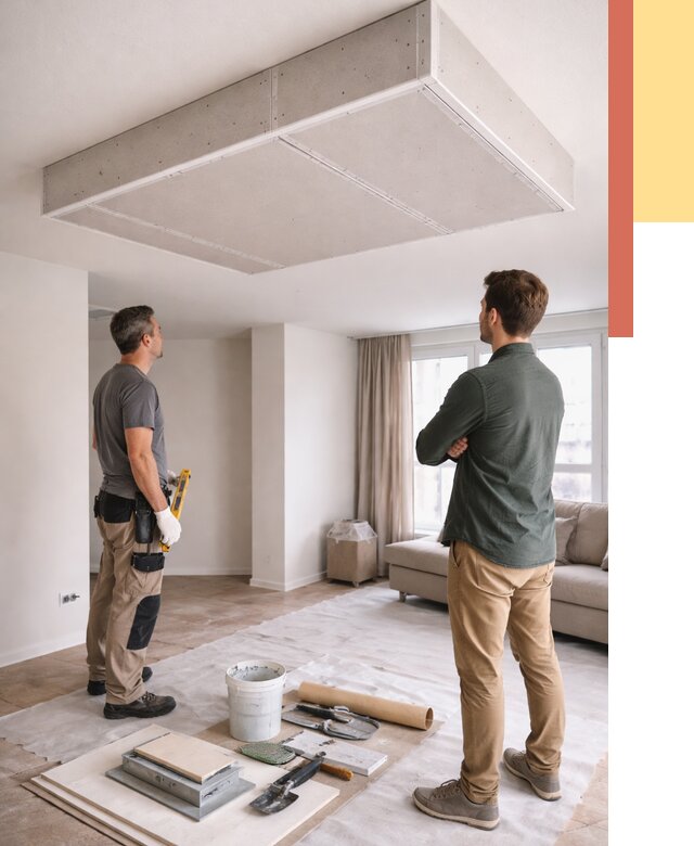 Короб на потолке из гипсокартона в Переславле-Залесском от 2283 руб. — монтаж и услуги под ключ | ОТДЕЛОЧНИК-Прс