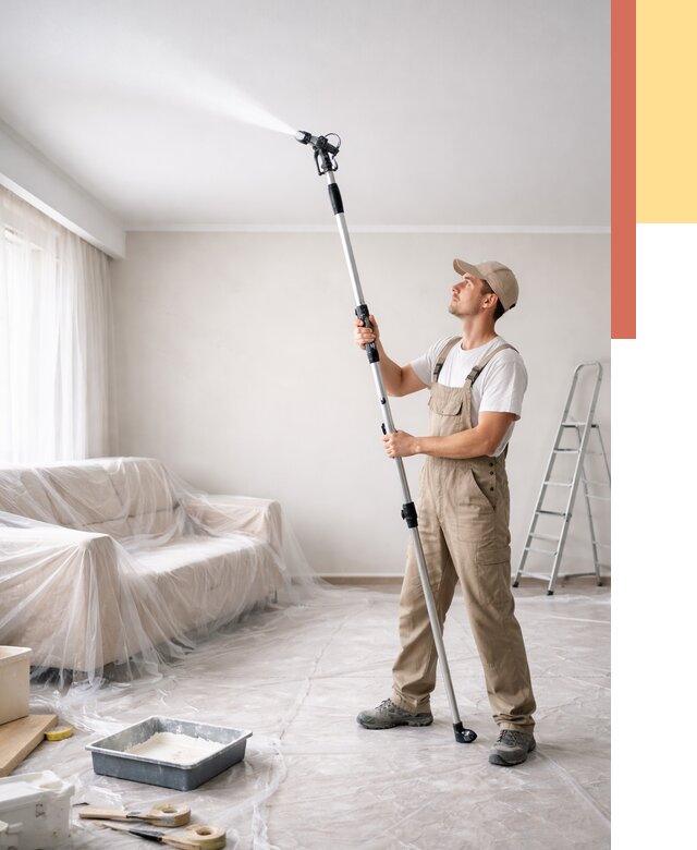 Покраска потолка краскопультом в Переславле-Залесском от 4671 руб. быстро и недорого | ОТДЕЛОЧНИК-Прс