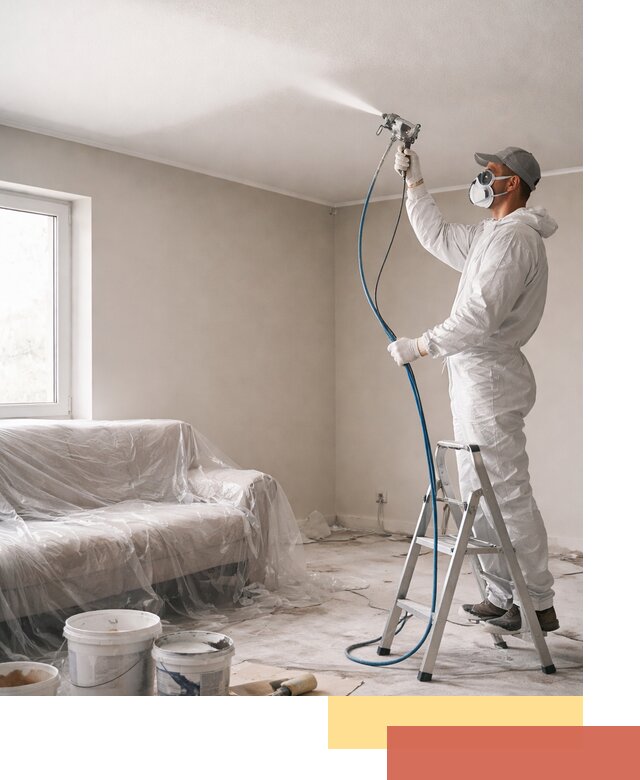 Покраска потолка краскопультом в Переславле-Залесском быстро и качественно