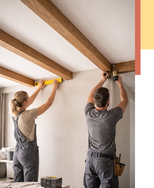 Монтаж декоративных балок на потолок в Переславле-Залесском от 4359 руб. — ОТДЕЛОЧНИК-Прс